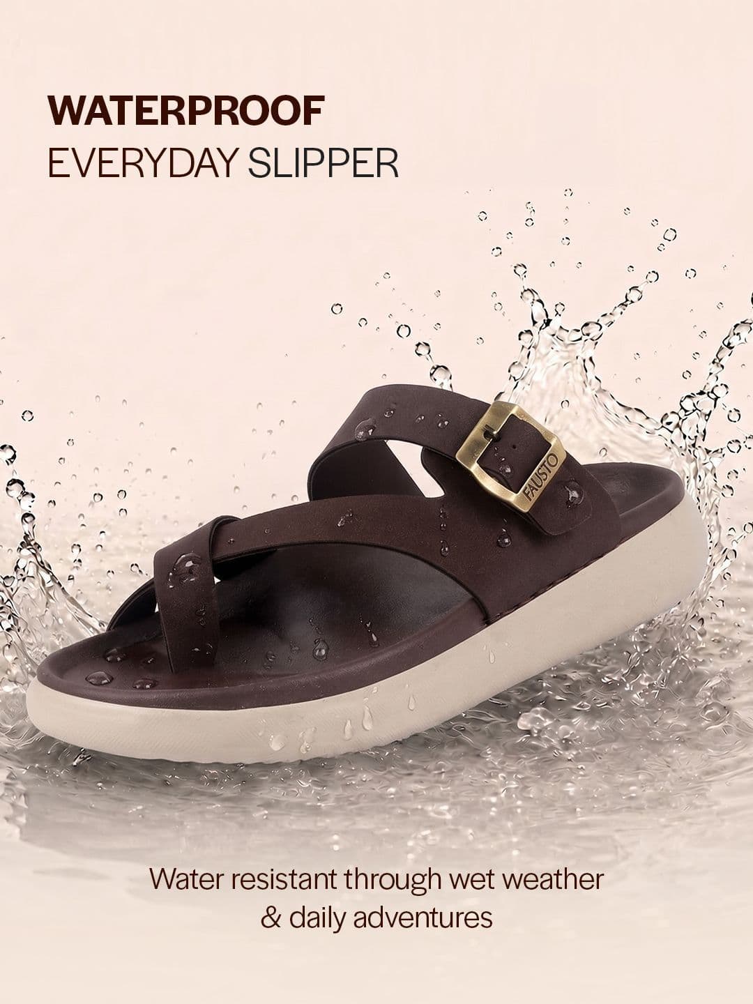 FAUSTO Men Toe Ring Buckle Strap Side Stitched Waterproof Comfort Sandals thumbnail 3
