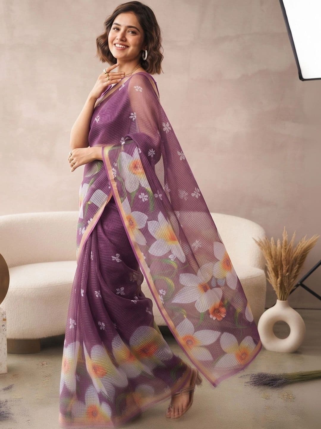 elora Floral Fusion Saree thumbnail 4