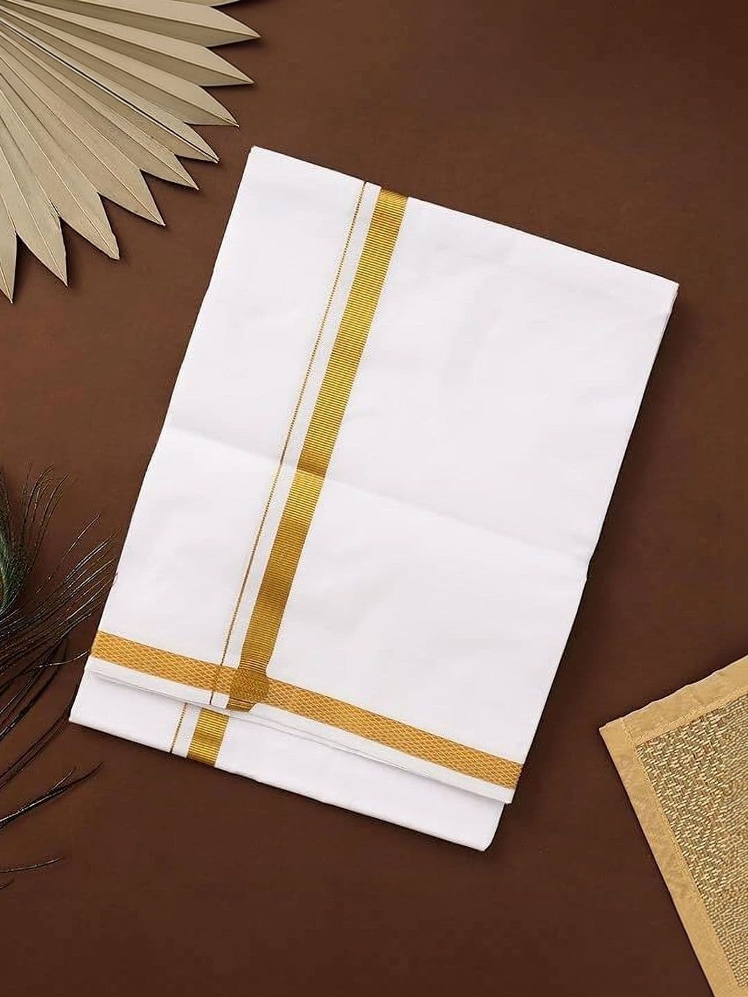 Banarasi Poshak Men Striped Cotton Dhoti Dhotis thumbnail 2
