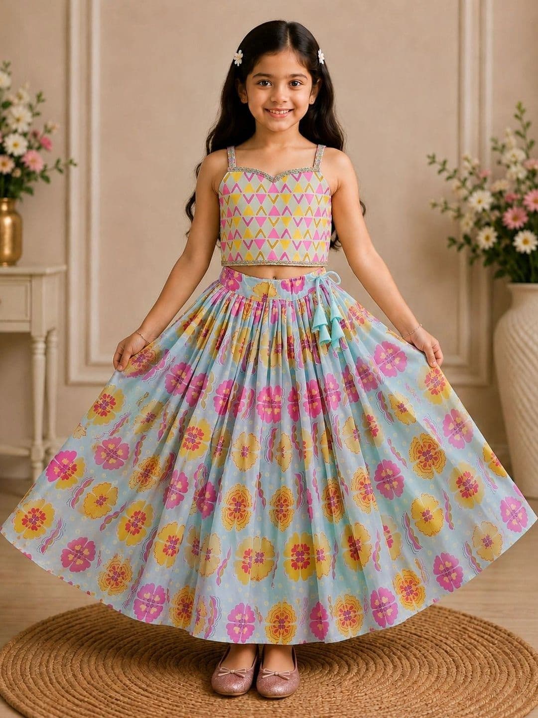 KALINI Girls Printed Ready to Wear Lehenga & - view 1