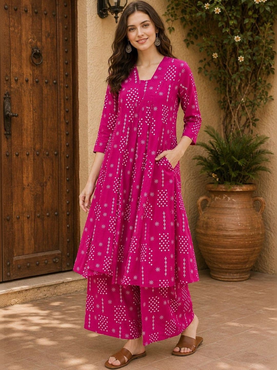 NEW ETHNIC 4 YOU Women Printed Regular Kurta with Palazzos thumbnail 4