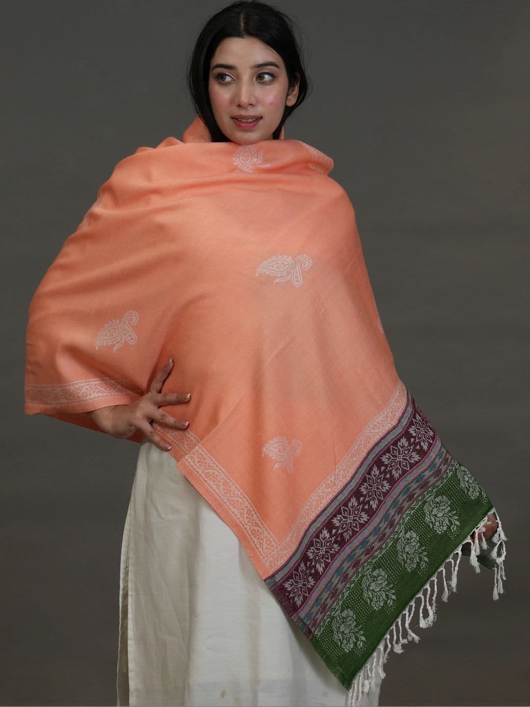 SHIFNEEN Women Ethnic Motifs Embroidered Acrylic Shawl thumbnail 2