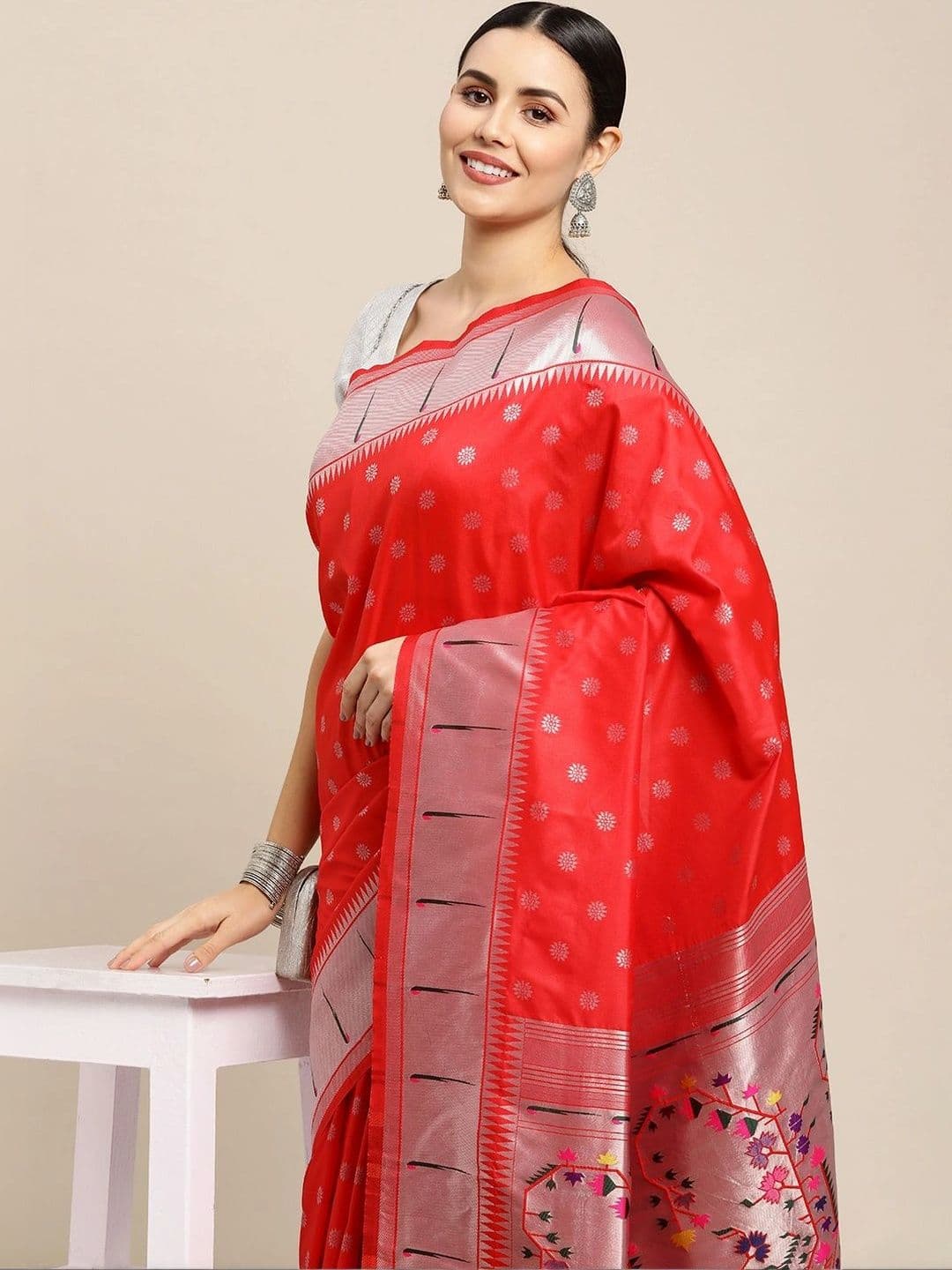 KALINI Woven Design Zari Art Silk Paithani Saree thumbnail 4