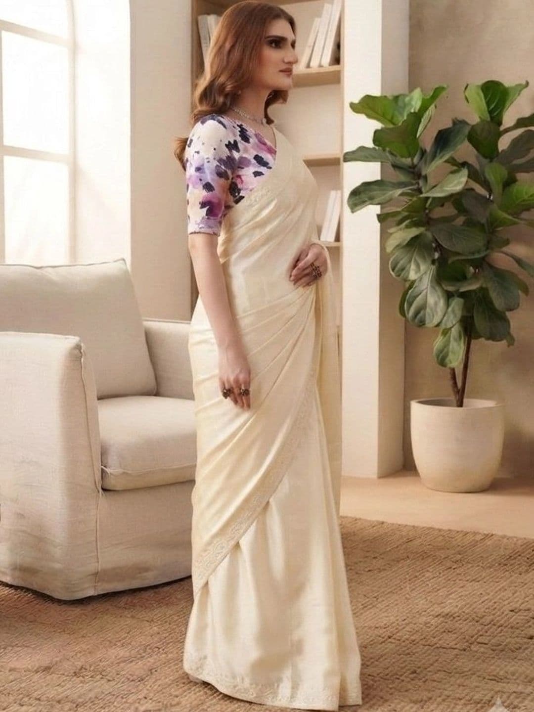 HERE&NOW Satin Saree thumbnail 4
