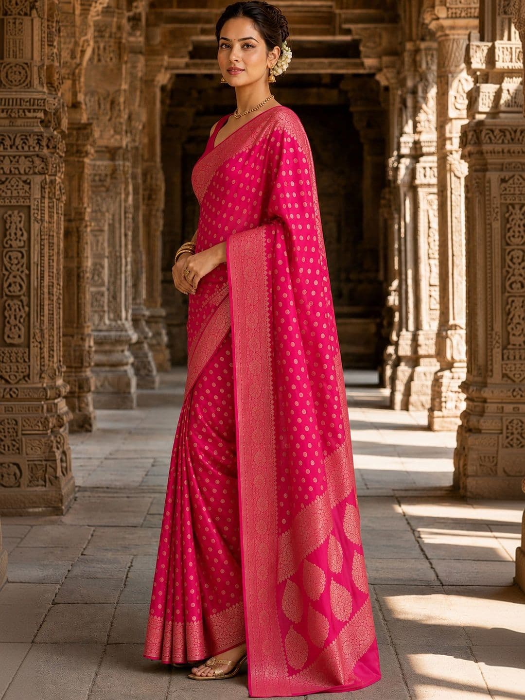 Mitera Woven Design Zari Silk Blend Designer Banarasi Saree thumbnail 4