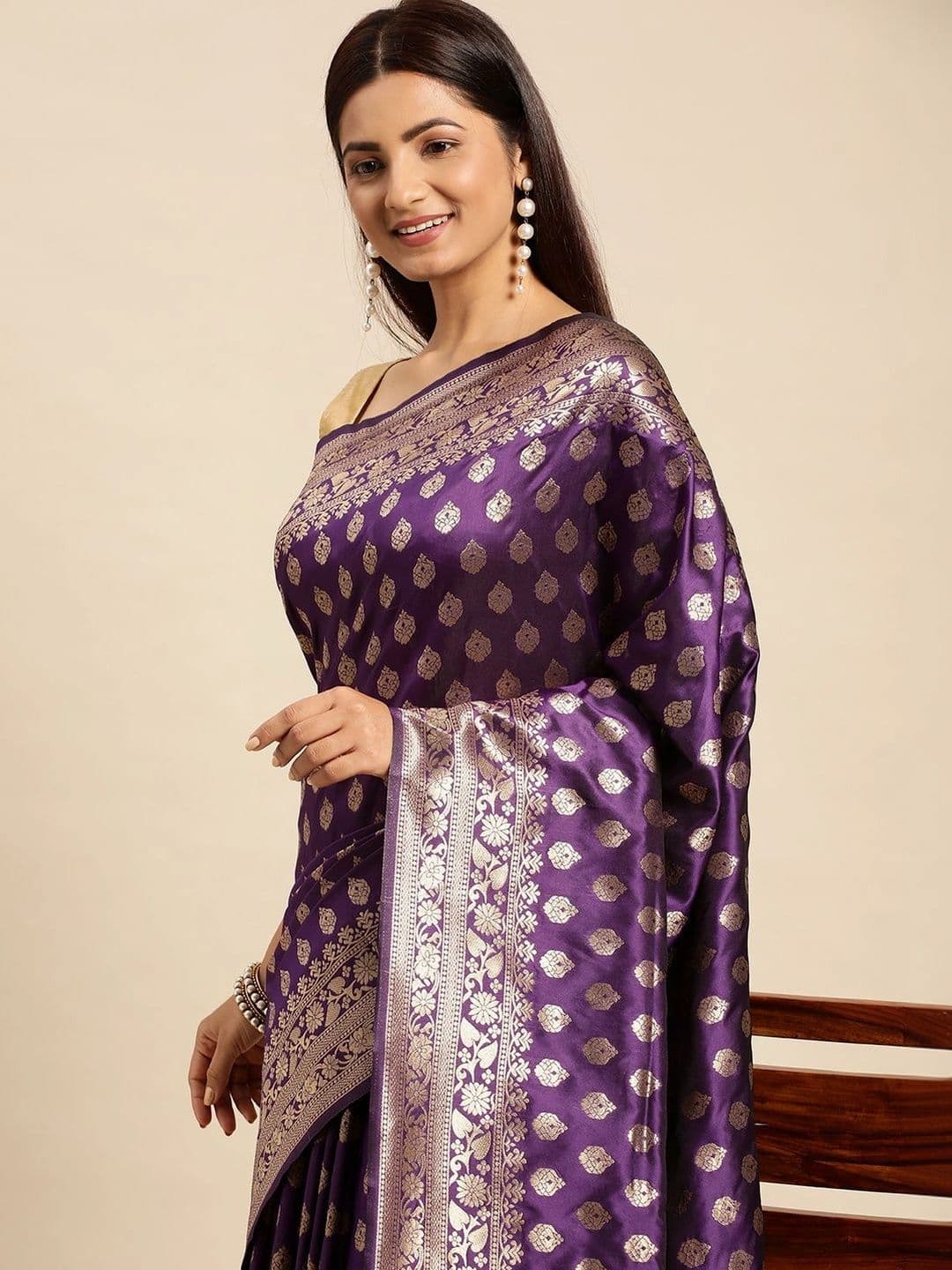 KALINI Woven Design Zari Art Silk Banarasi Saree thumbnail 3