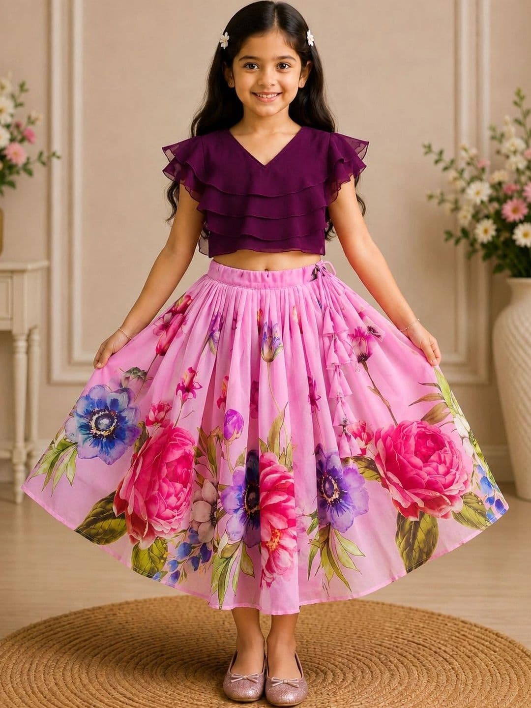 KALINI Girls Ready to Wear Lehenga & Blouse With Dupatta - view 1