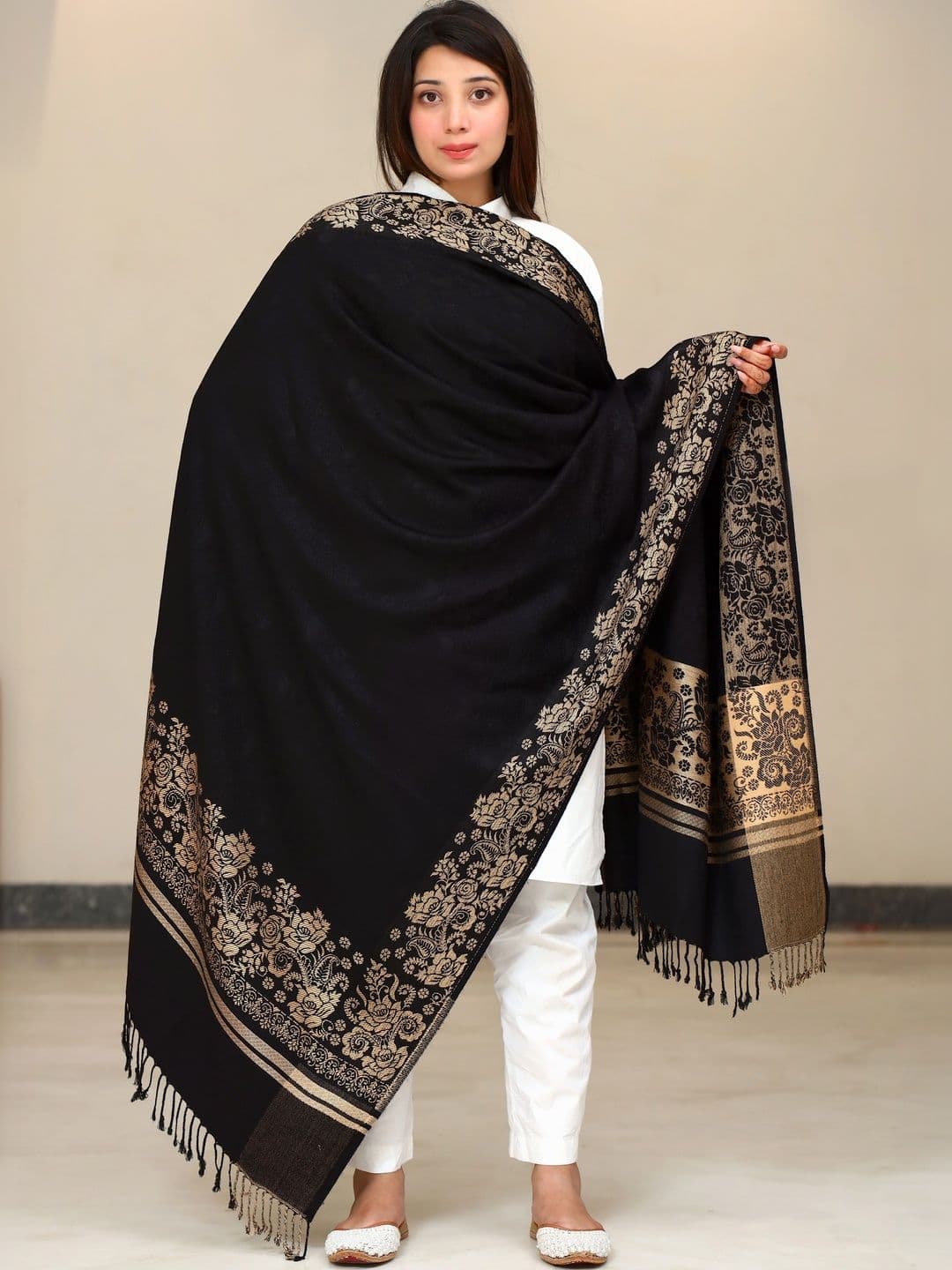 S.T. Women Ethnic Motifs Embroidered Acrylic Shawl - view 1