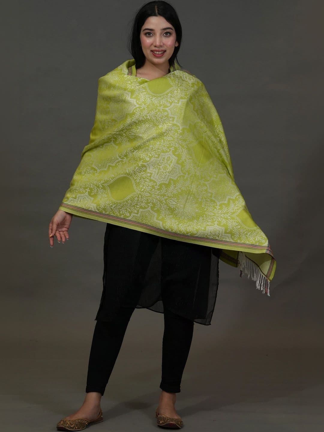 SHIFNEEN Women Ethnic Motifs Woven Design Acrylic Shawl thumbnail 2