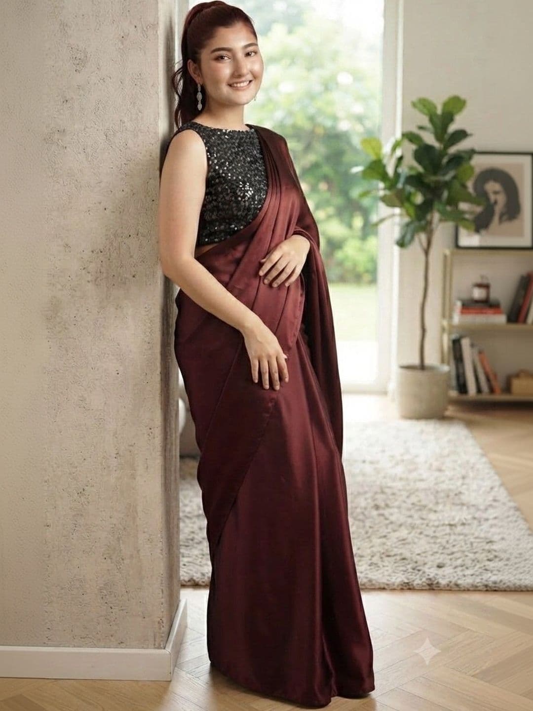 HERE&NOW Satin Saree thumbnail 3