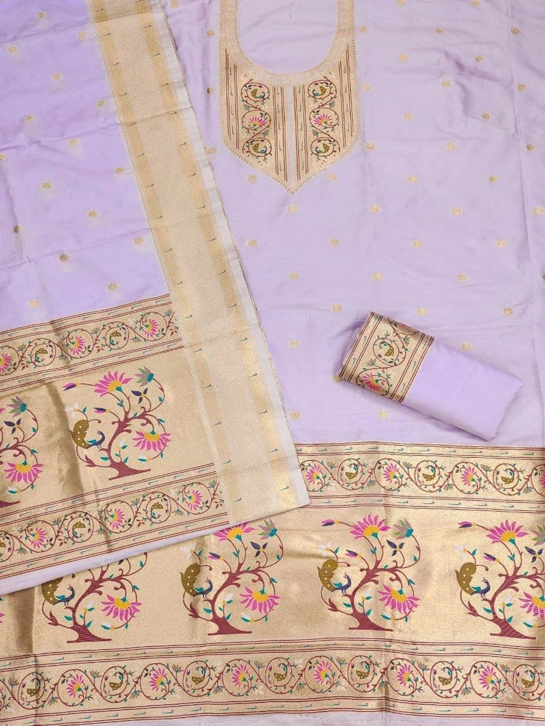 KALINI Pure Silk Unstitched Dress Material thumbnail 3