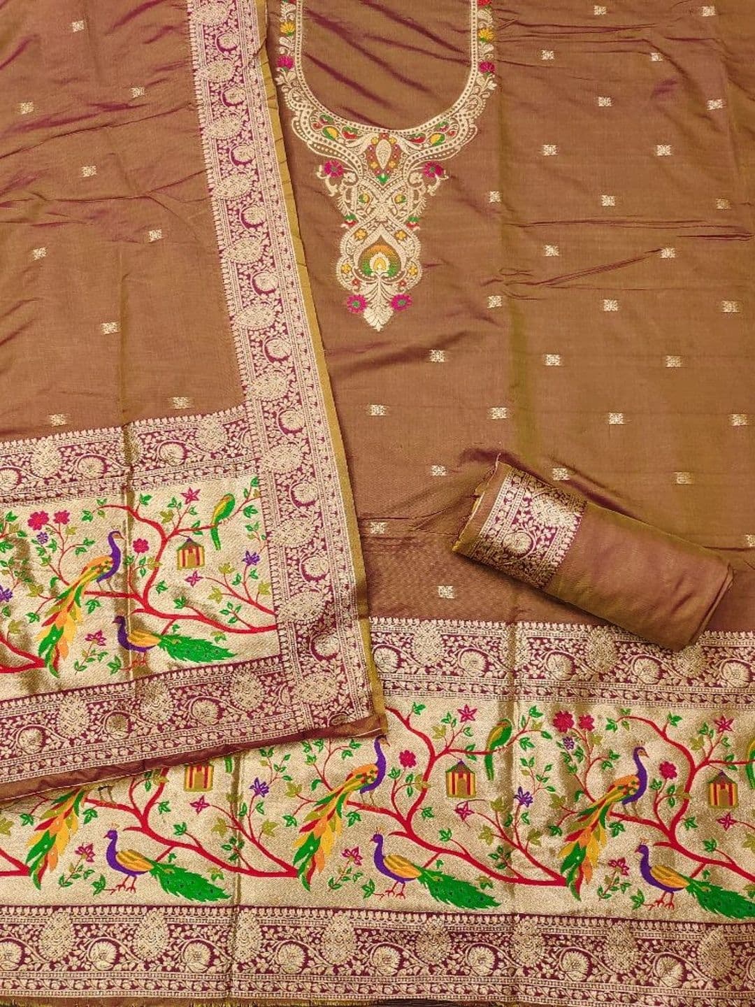 KALINI Pure Silk Unstitched Dress Material thumbnail 2