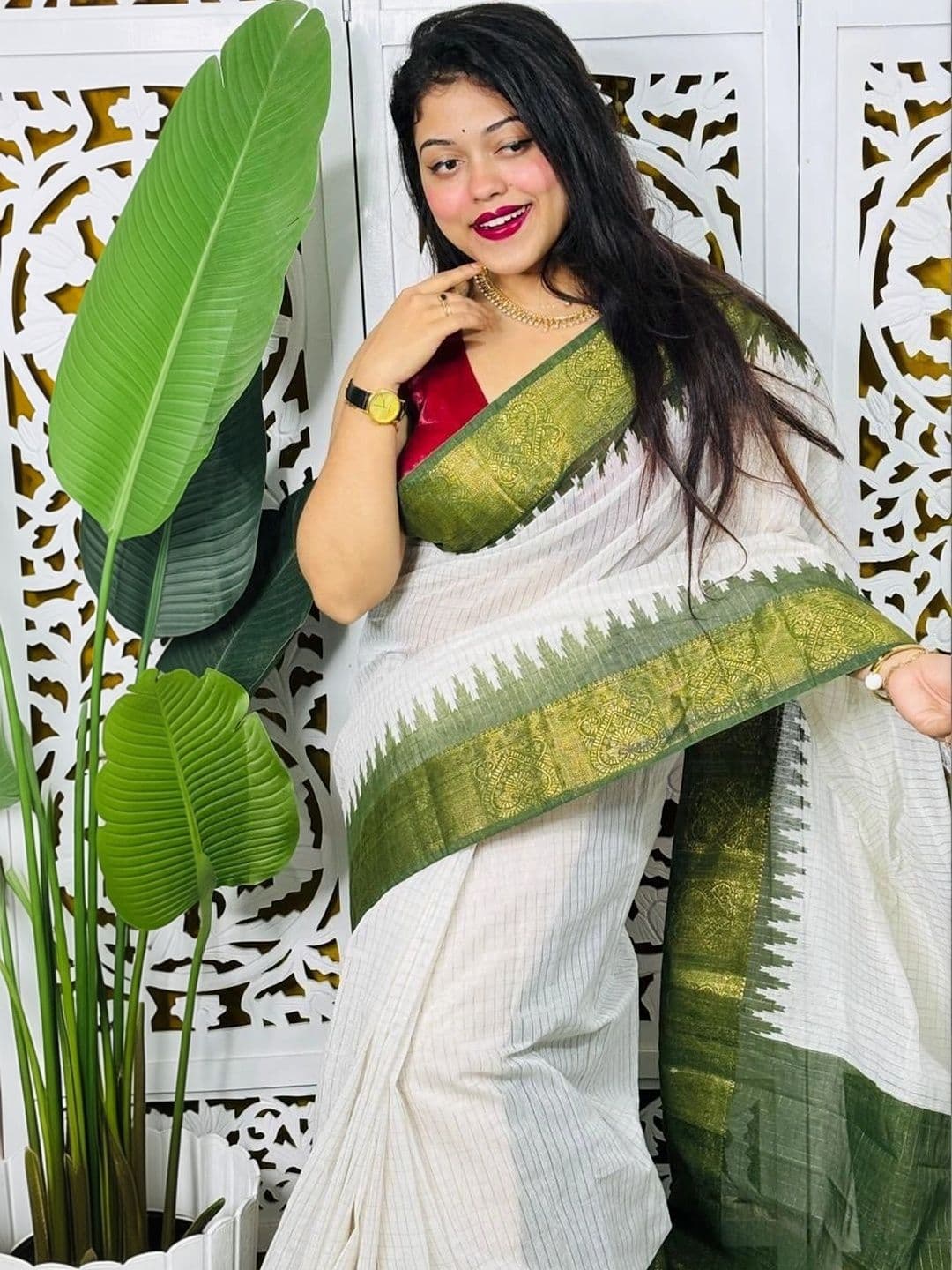 JHILUU Woven Design Zari Pure Cotton Saree thumbnail 2