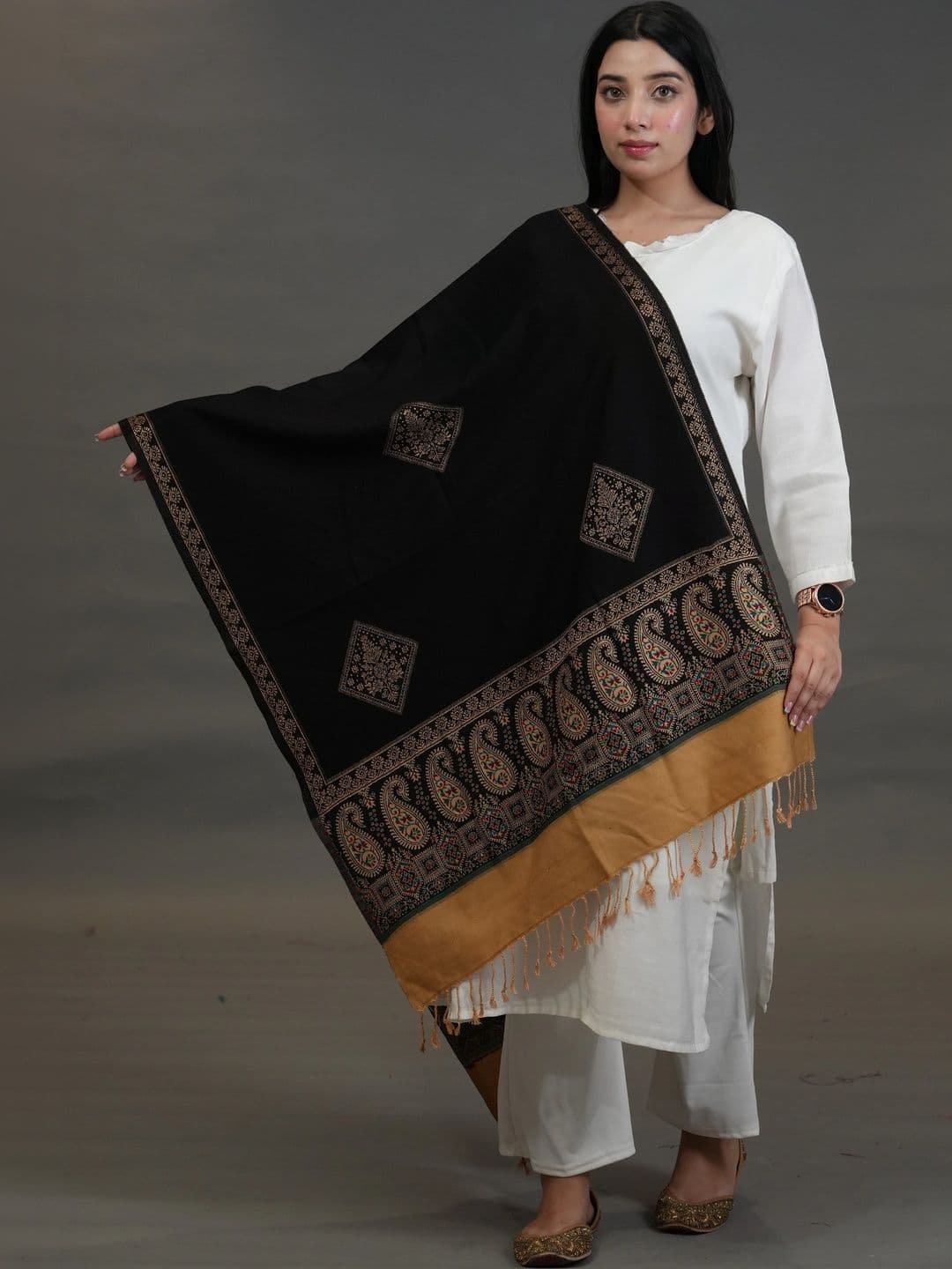 S.T. Women Paisley Woven Design Acrylic Shawl - view 1