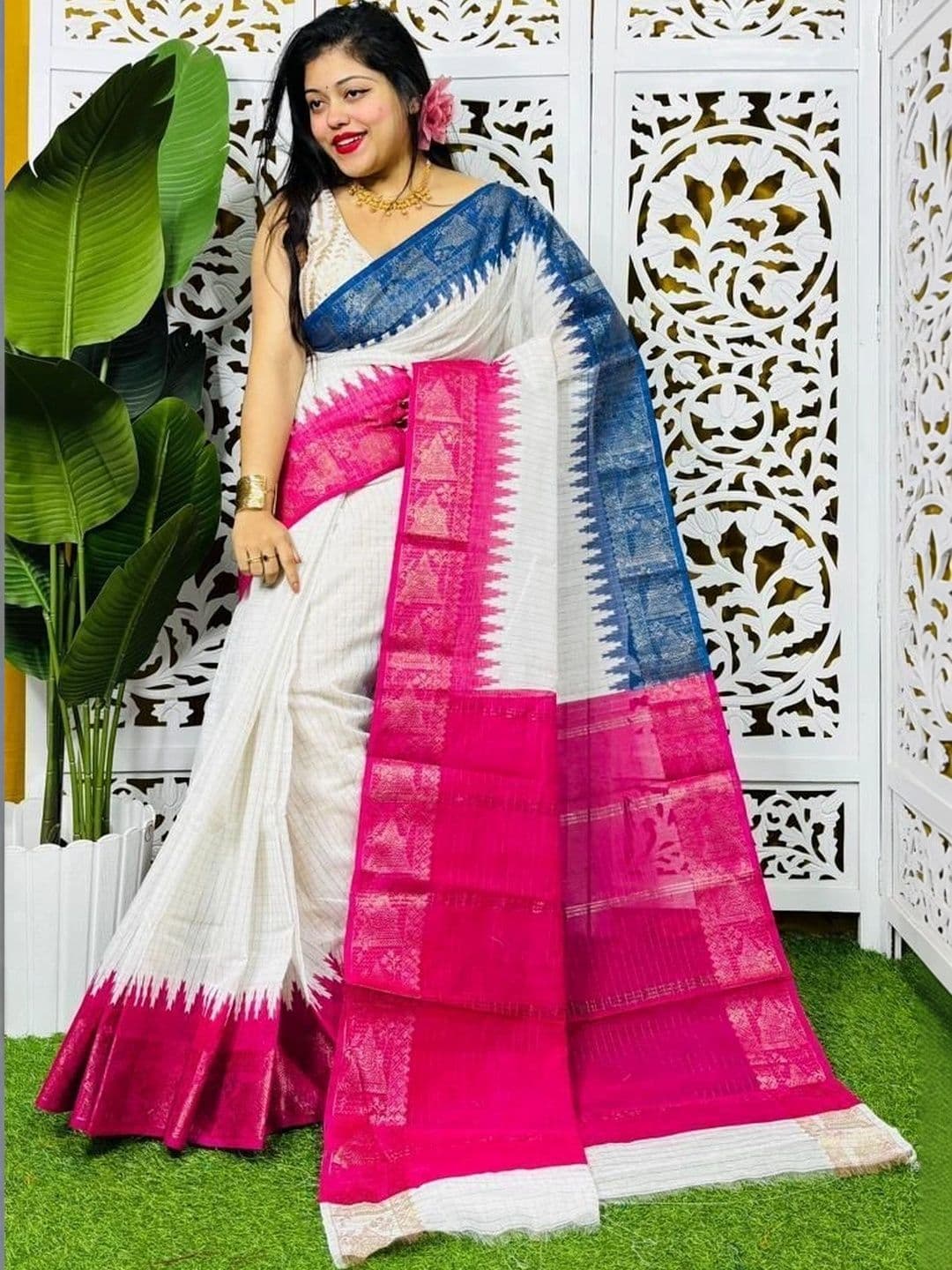 TWRIL Woven Design Zari Pure Cotton Saree thumbnail 4