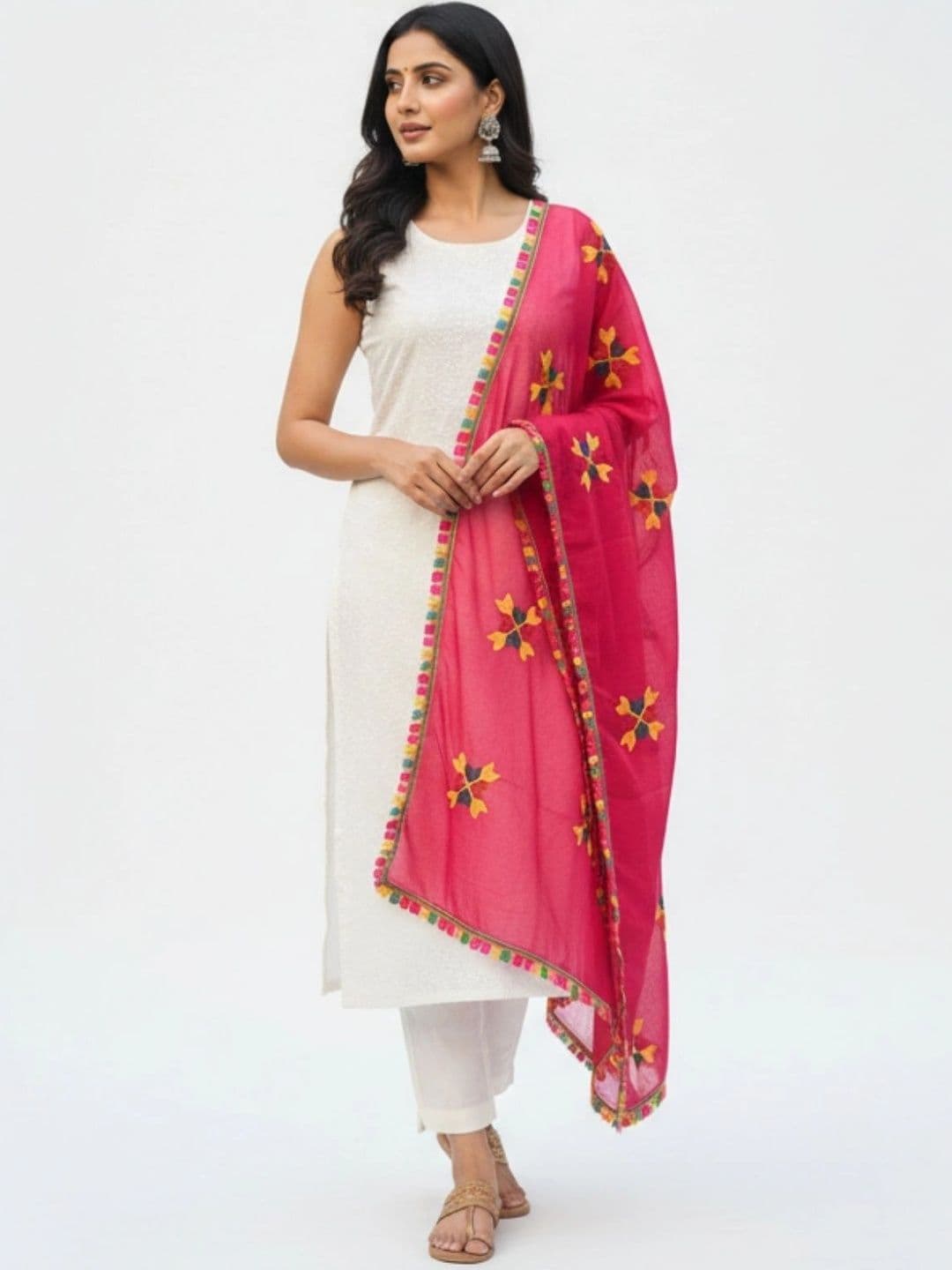 IVAARA Ethnic Motifs Embroidered Dupatta with Thread Work thumbnail 4