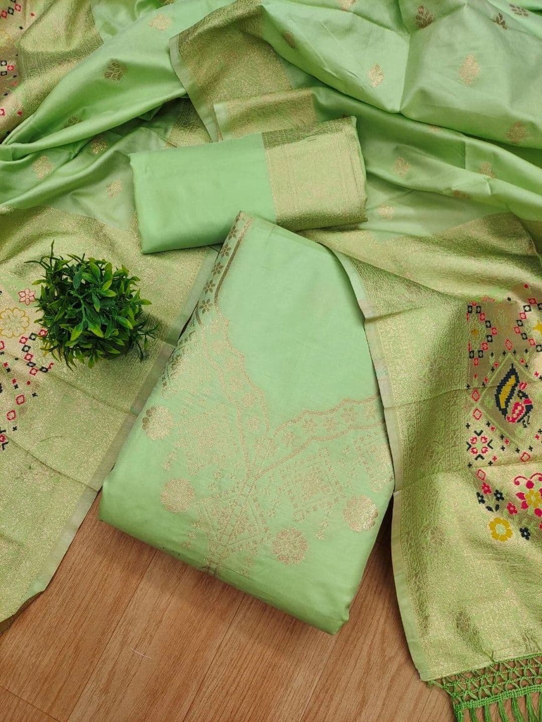 KALINI Pure Silk Unstitched Dress Material - view 1