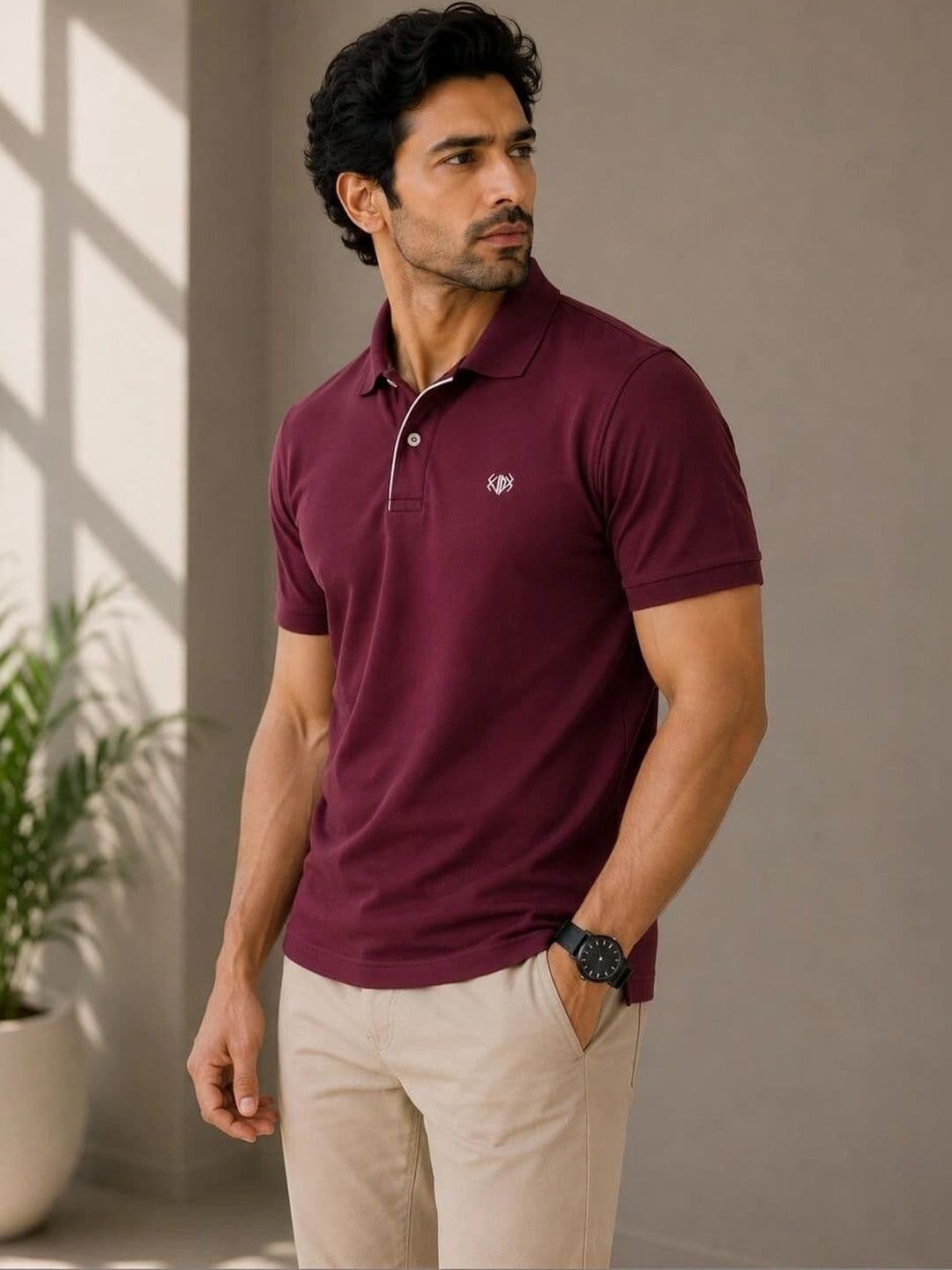 VELDEER Men Brand Logo Polo Collar T-shirt thumbnail 3