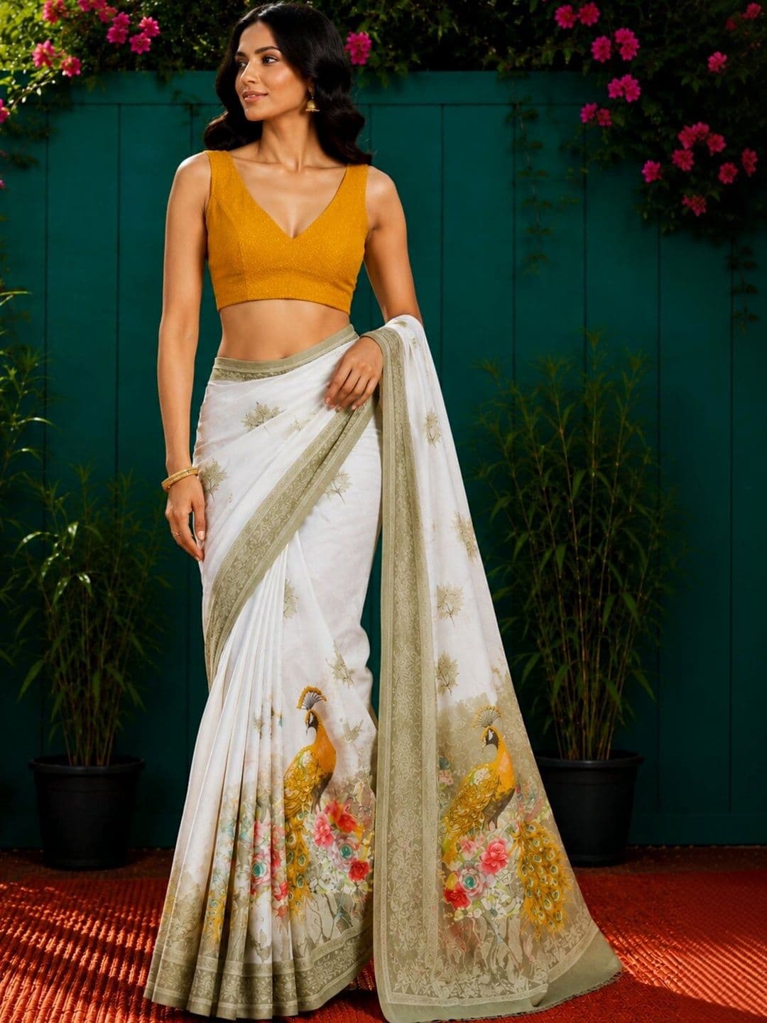DIVASTRI Floral Art Silk Designer Saree thumbnail 2