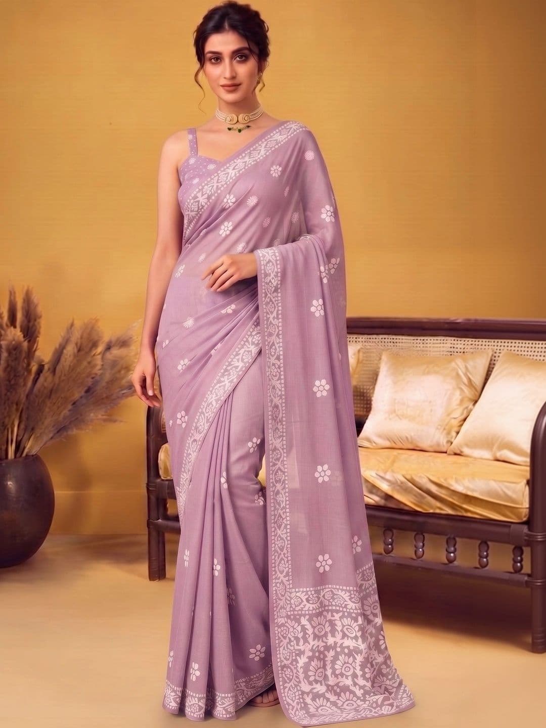 MAGNEITTA Floral Pure Chiffon Designer Saree - view 1