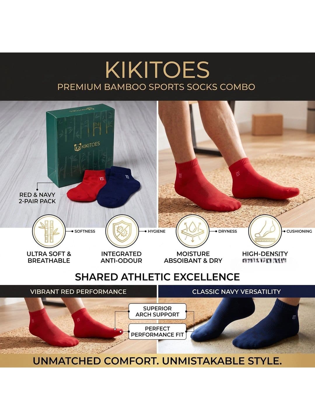Kikitoes Men Pack of 2 Assorted Ankle Length Socks thumbnail 3