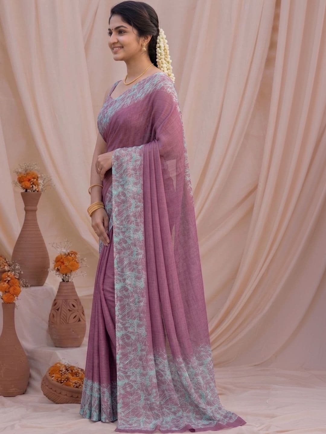 MAGNEITTA Pure Chiffon Designer Saree thumbnail 3