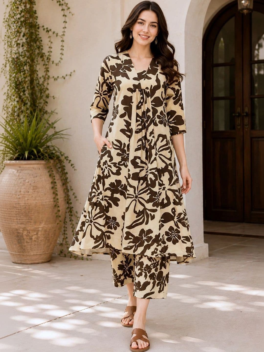 NEW ETHNIC 4 YOU Women Floral Printed Regular Kurta with Palazzos thumbnail 5