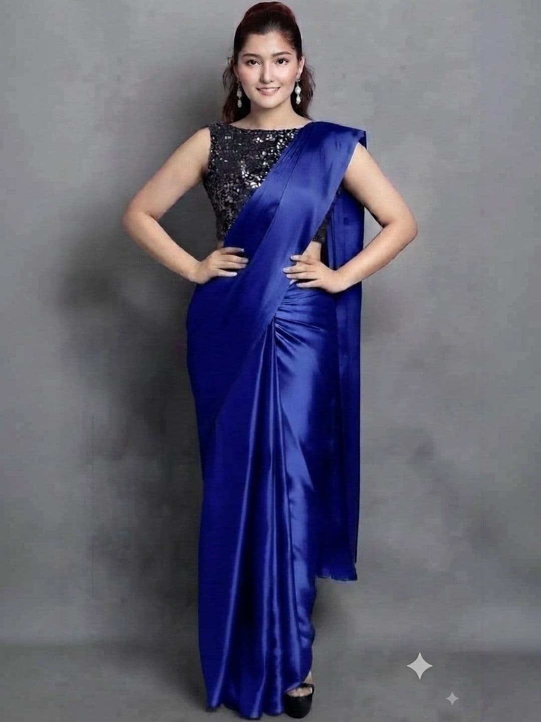 HERE&NOW Satin Saree - view 1