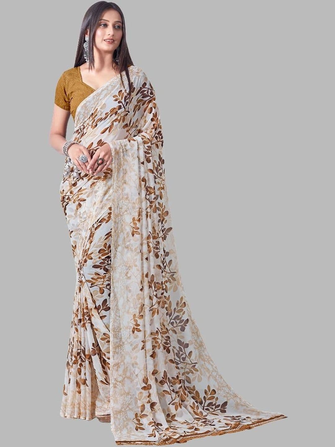 NARIVESH TRENDS Floral Poly Georgette Saree - view 1
