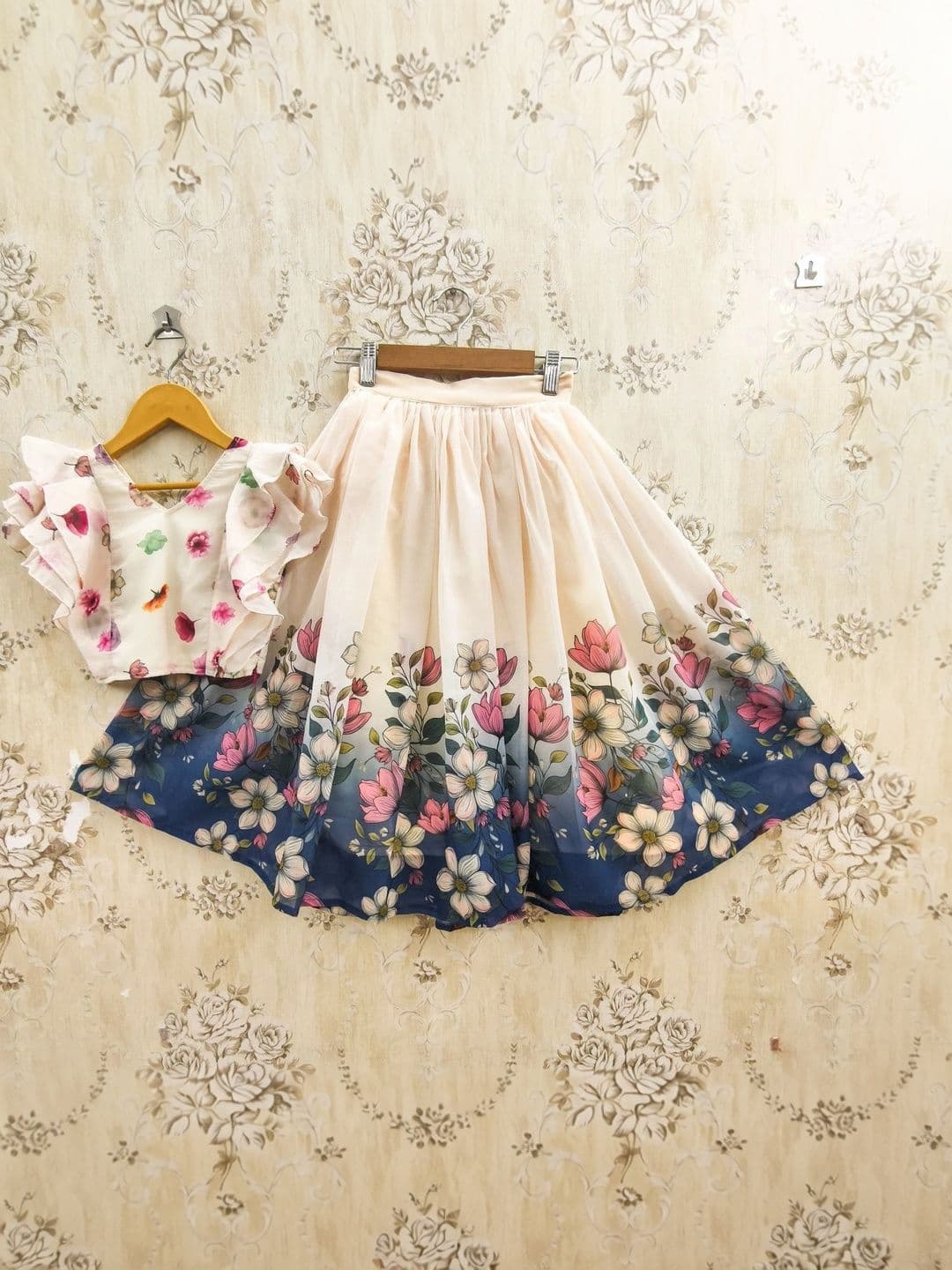 KALINI Girls Printed Ready to Wear Lehenga & thumbnail 3