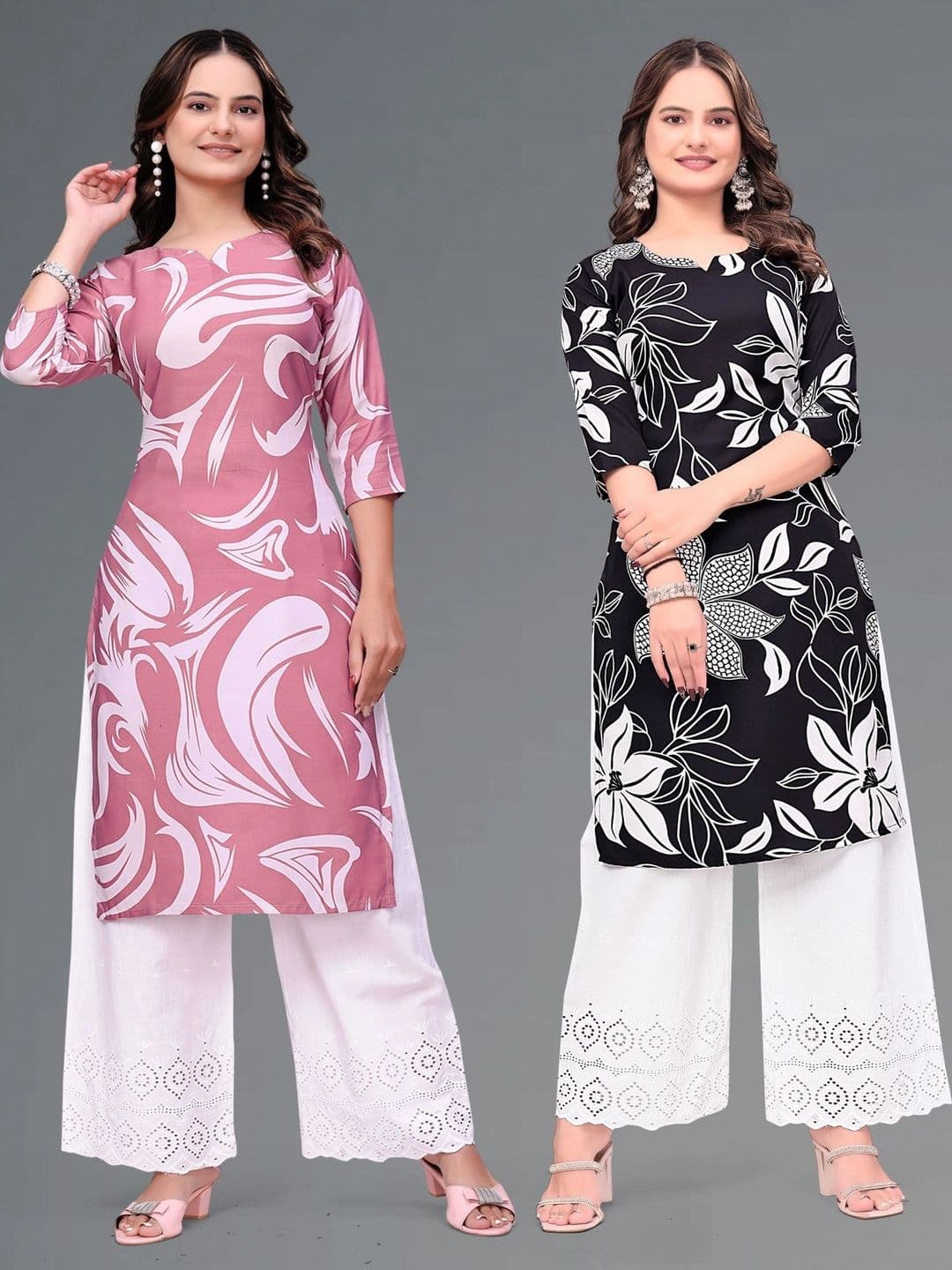 SHAIBO SAREE Women Floral Printed Crepe Kurta - view 1