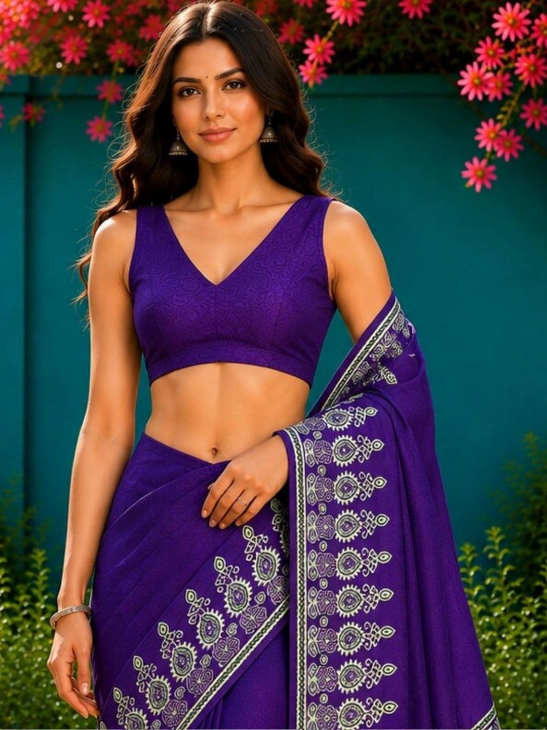 Anouk Ethnic Motifs Embroidered Art Silk Designer Saree thumbnail 4