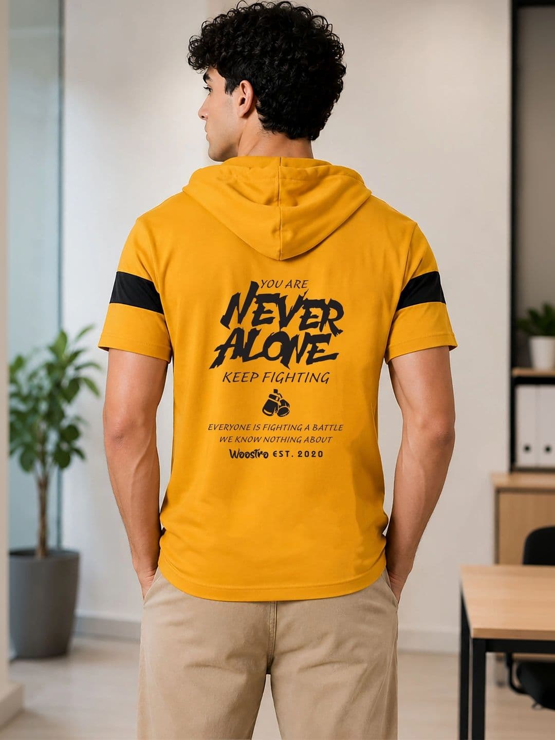 SKY HARBOAR Men Typography Printed Hooded T-shirt thumbnail 4