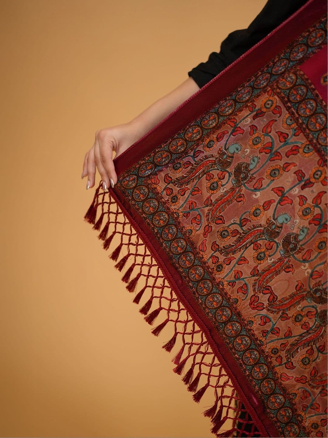 SHIFNEEN Women Paisley Printed Velvet Shawl thumbnail 5