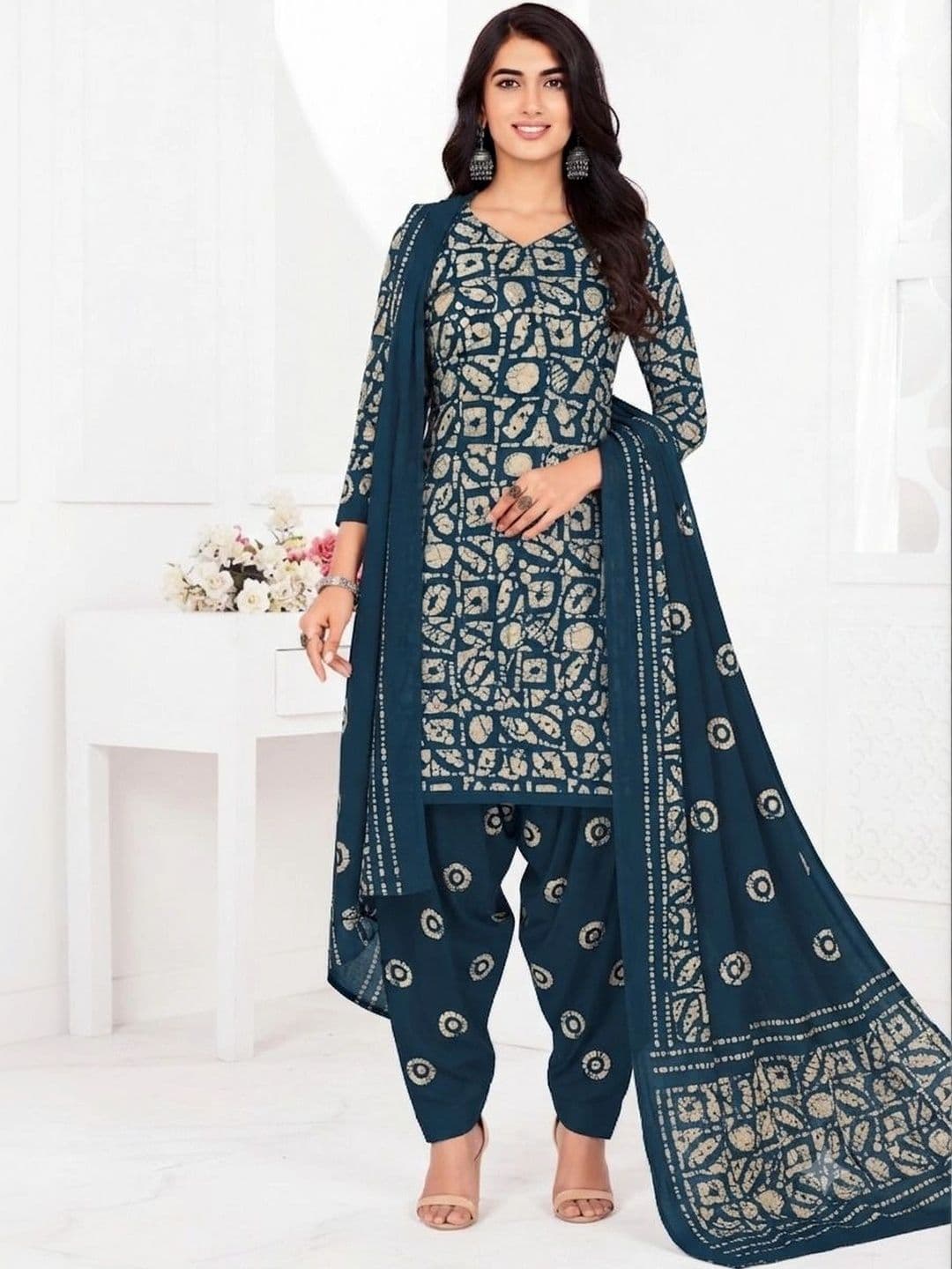 shree jeenmata collection Printed Pure Cotton Unstitched Dress Material thumbnail 4