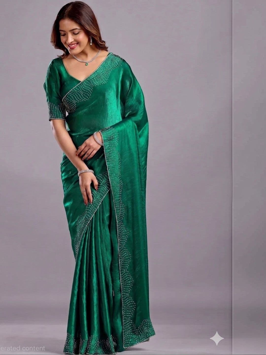 shreevali creation Embellished Satin Saree thumbnail 2
