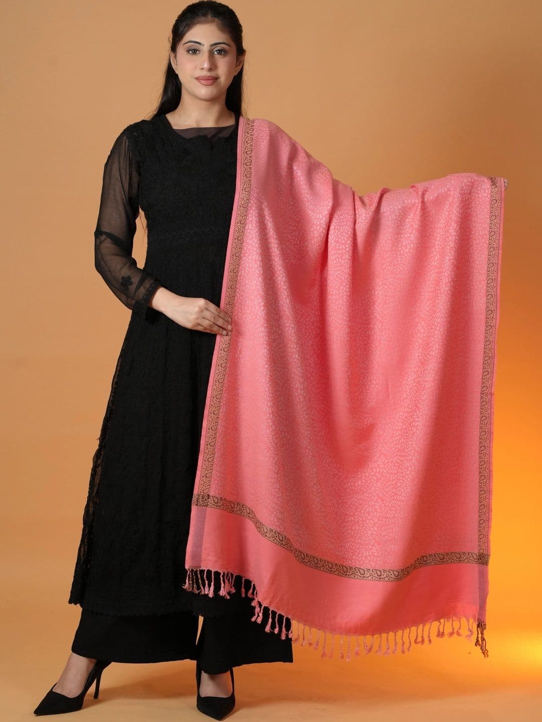 SHIFNEEN Women Botanical Woven Design Acrylic Shawl - view 1