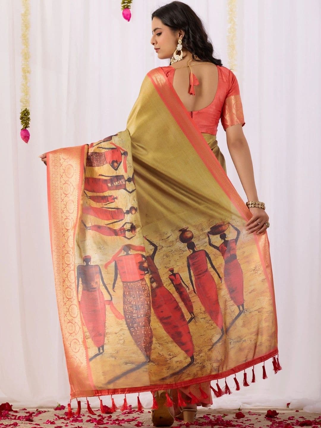 DIVASTRI Warli Zari Silk Blend Designer Saree thumbnail 6
