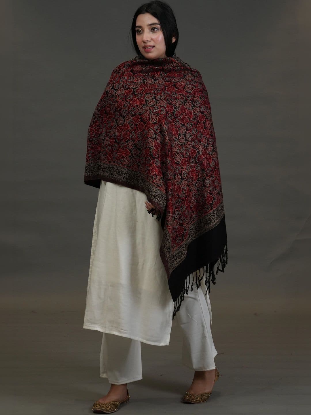 S.T. Women Ethnic Motifs Woven Design Acrylic Shawl thumbnail 3