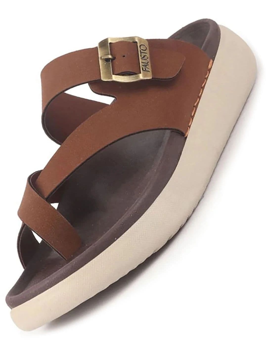 FAUSTO Men Men Toe Ring Buckle Strap Side Stitched Waterproof Sandals - view 1
