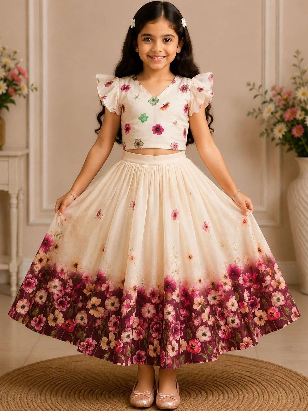 KALINI Girls Printed Ready to Wear Lehenga & - view 1