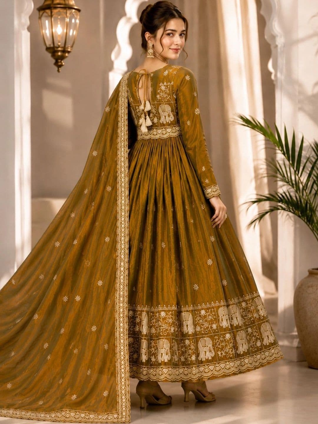 Moda Rapido Women Ethnic Motifs Embroidered Empire Kurta with Palazzos & With Dupatta thumbnail 2