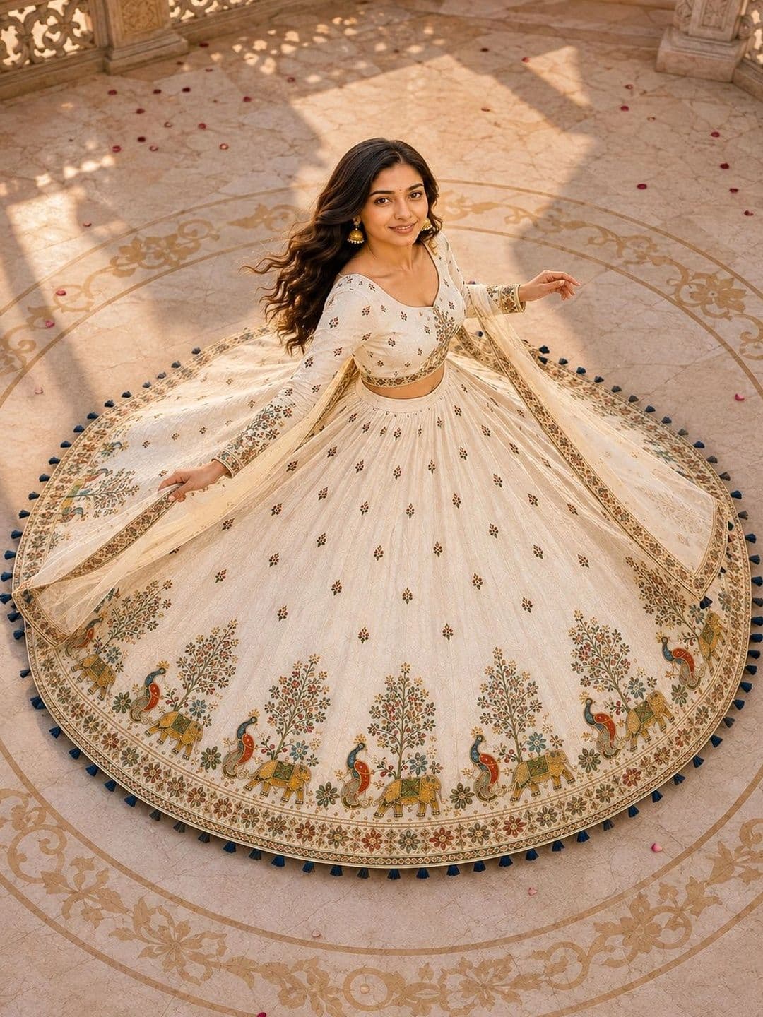Vrinda Dressse Embroidered Thread Work Ready to Wear Lehenga & Semi-Stitched Blouse Taping thumbnail 3