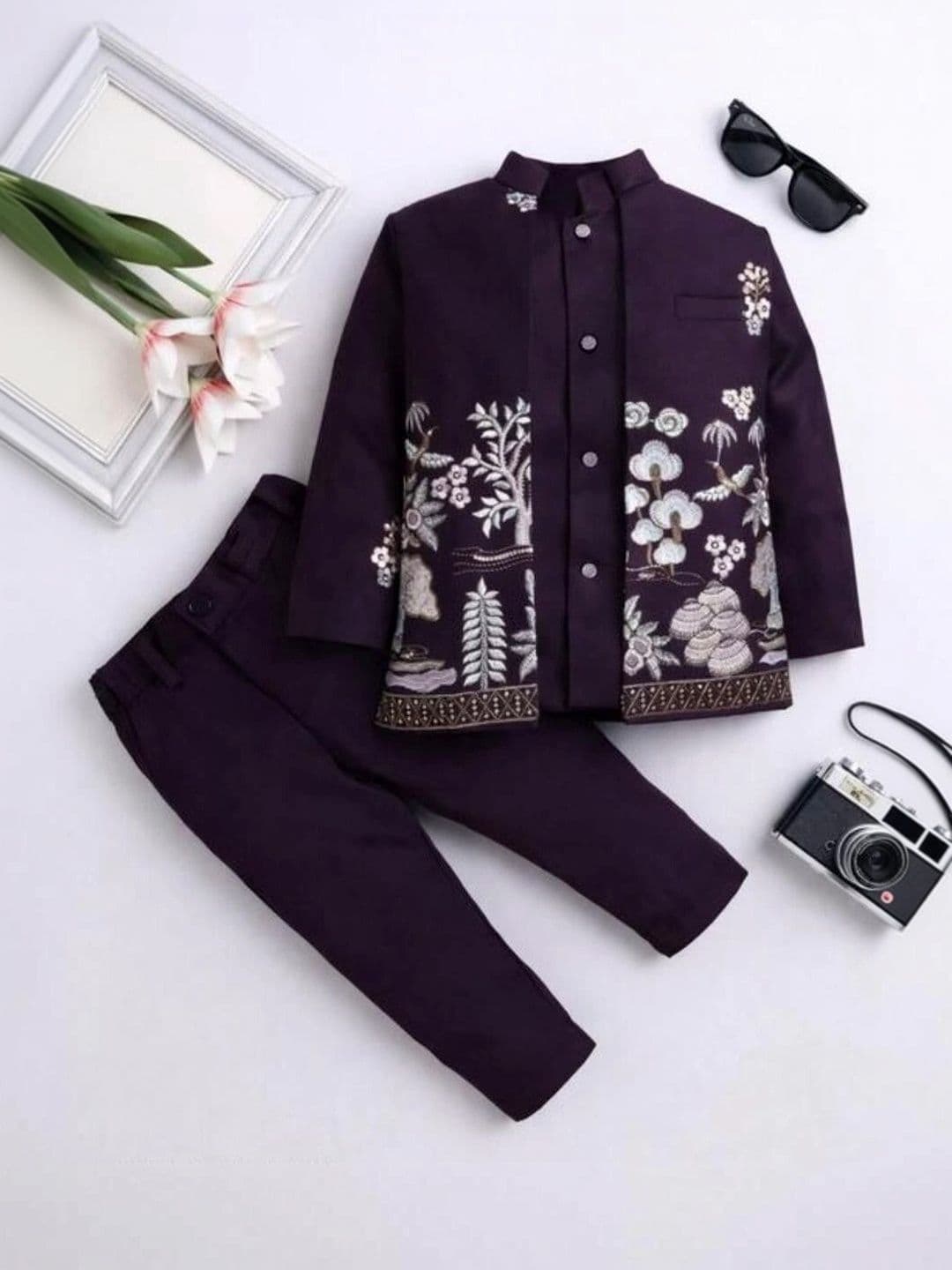 Elite Trend Traders Floral Embroidered Sherwani Set - view 1