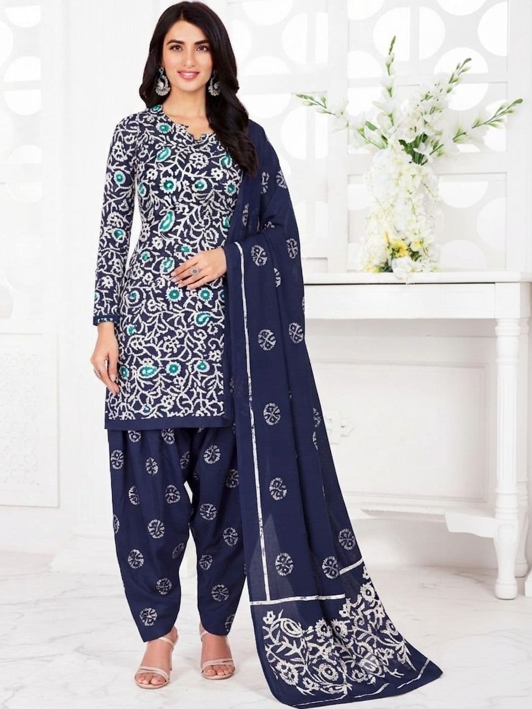 shree jeenmata collection Printed Pure Cotton Unstitched Dress Material thumbnail 4