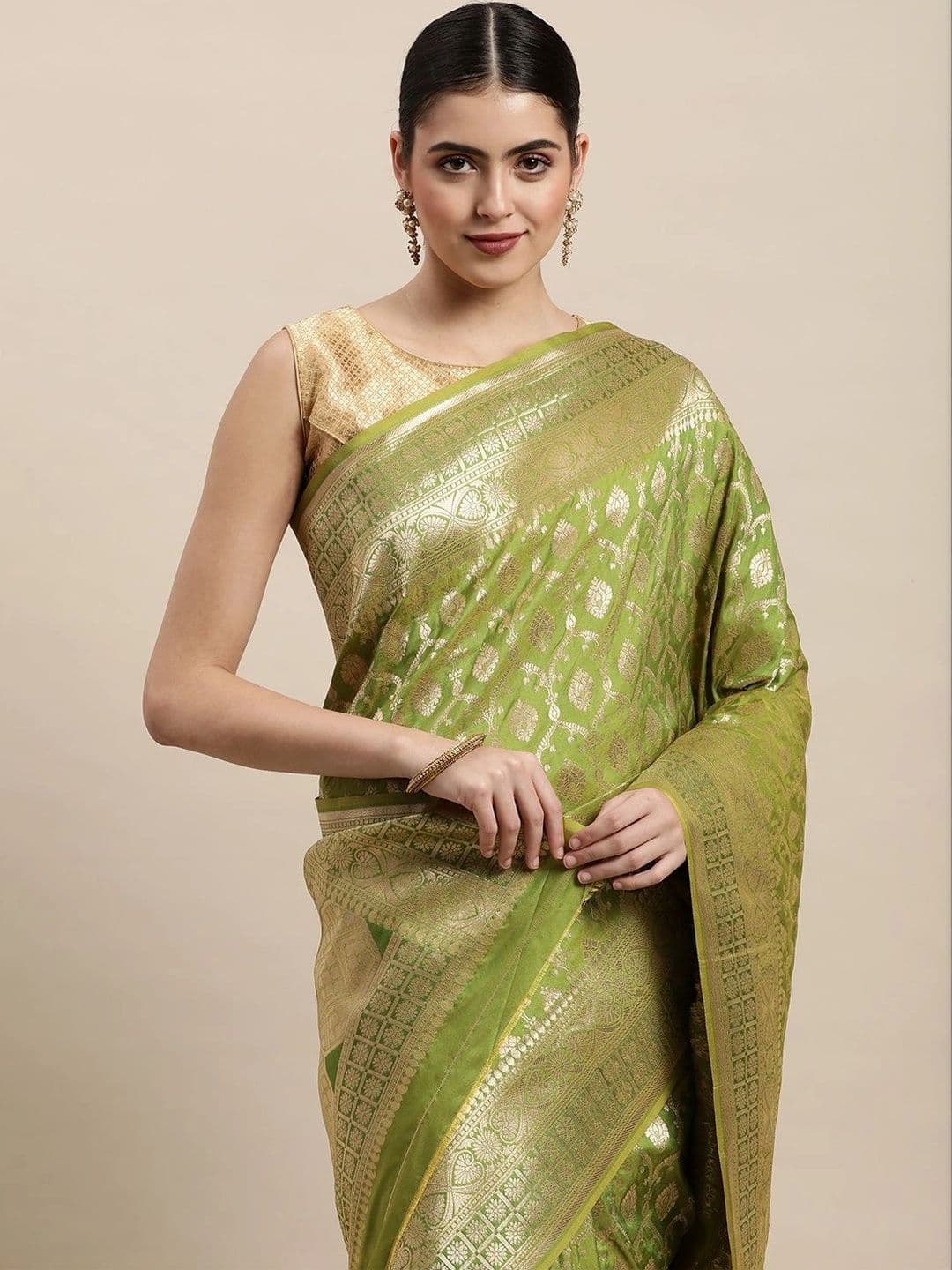 KALINI Women Woven Design Zari Art Silk Banarasi Saree thumbnail 6