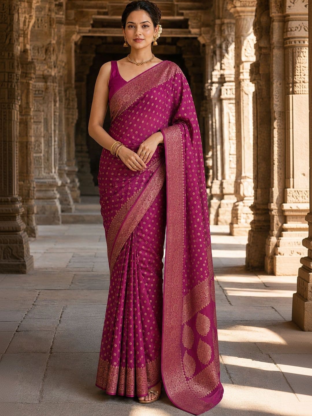 Mitera Woven Design Zari Silk Blend Designer Banarasi Saree - view 1