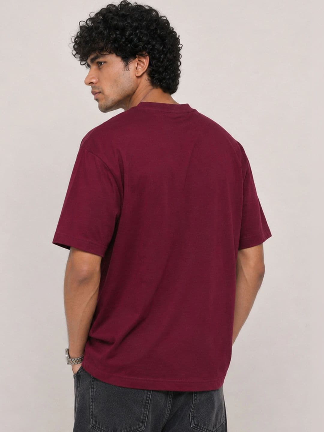 glitchez Men Oversized Typography T-shirt thumbnail 3