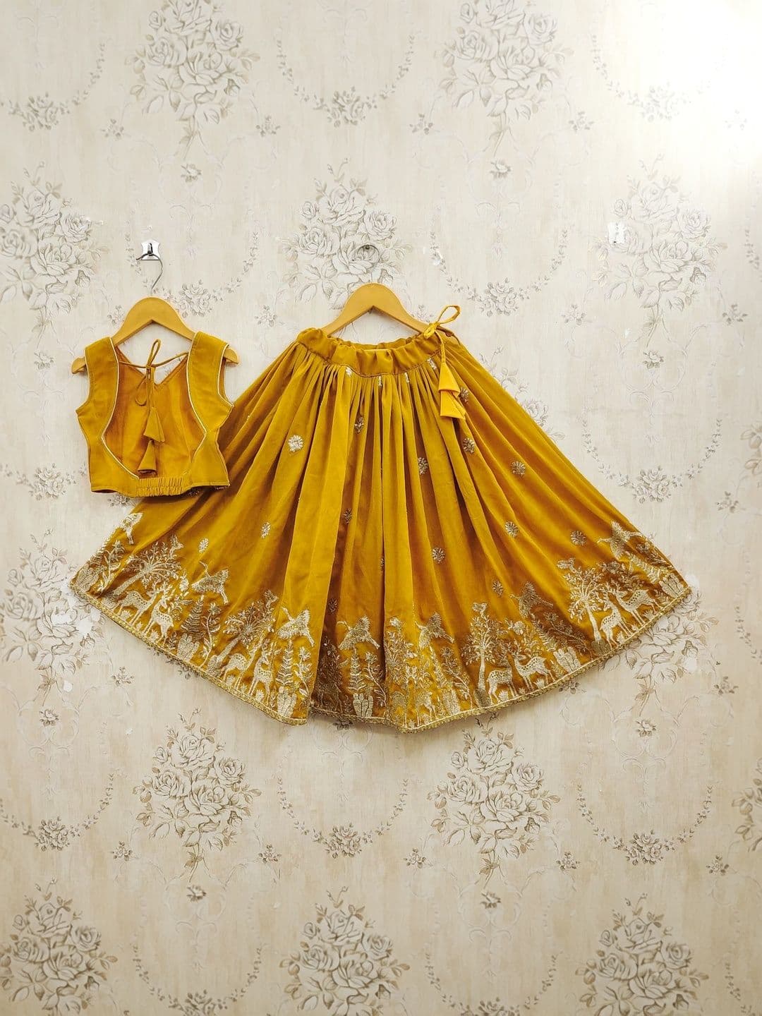 KALINI Girls Embellished Thread Work Ready to Wear Lehenga & thumbnail 2
