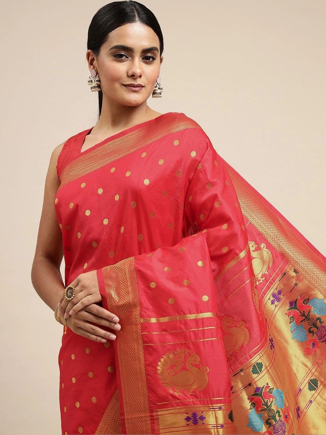 KALINI Woven Design Zari Art Silk Paithani Saree thumbnail 6